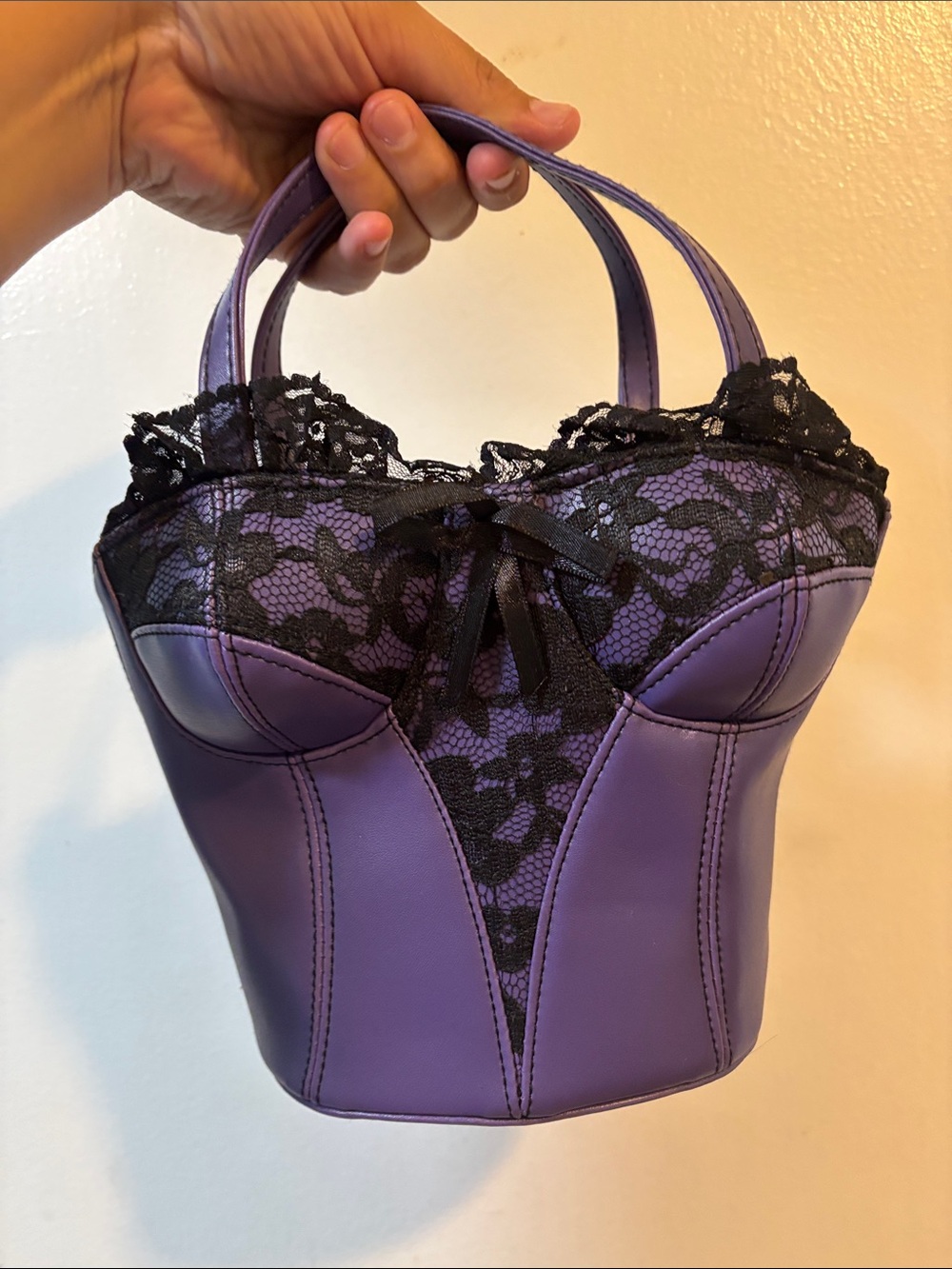 Purple Lace-Trim Bustier Bandeau Bag